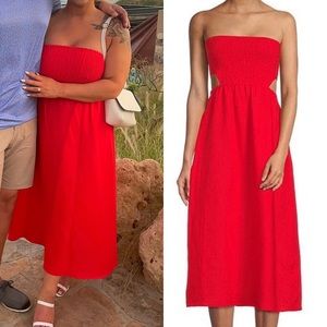 Gianni Bini red midi cutout strapless dress